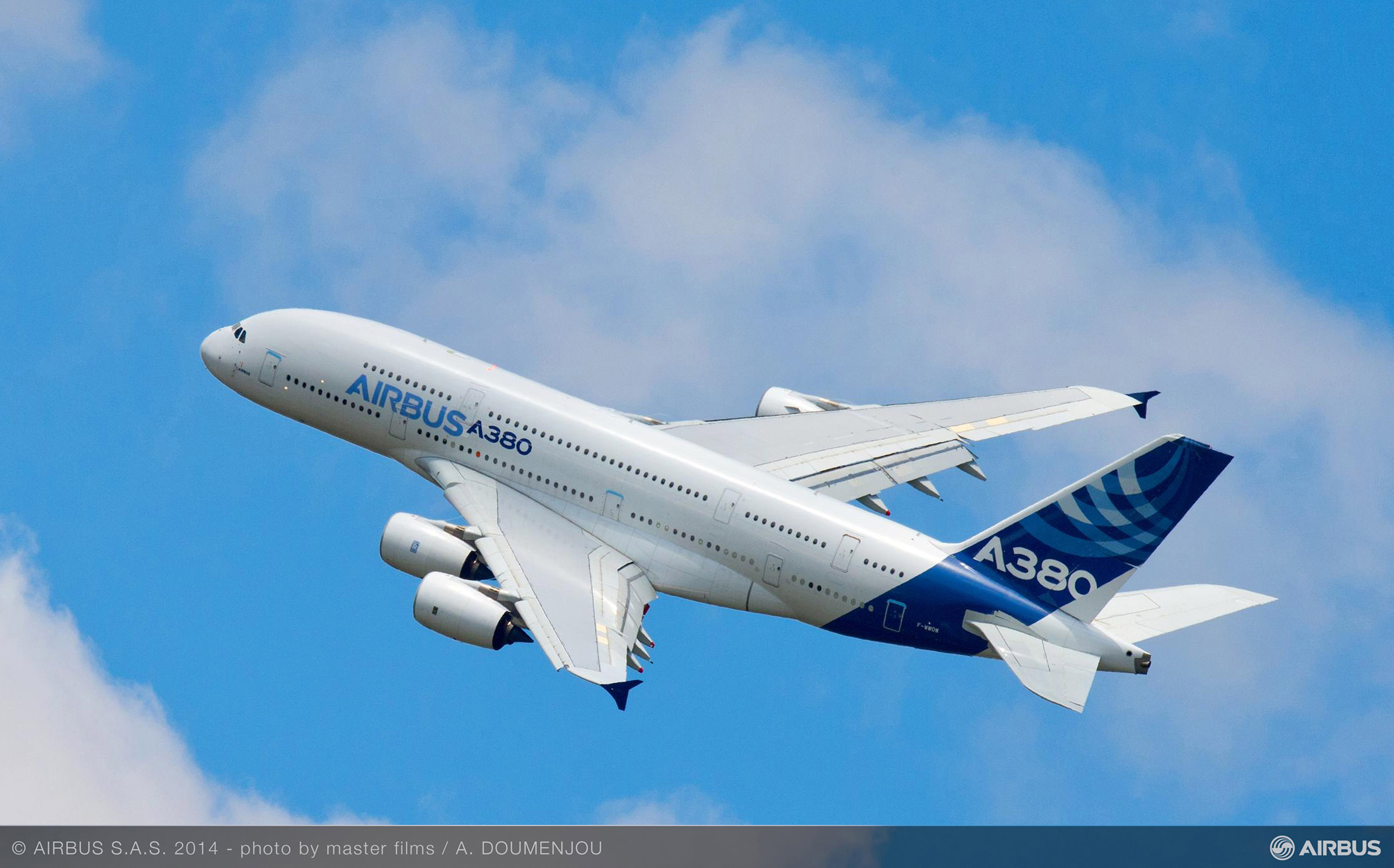 A380 AIB MSN1 IN FLIGHT  AT FARNBOROUGH AIRSHOW 2014